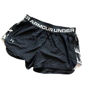 Under Armour Womens Athletic Shorts Size Large Black Loose Fit Activewear Gym